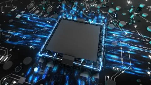 CPU Circuit Processors,Futuristic Circuit Board Circuit Footage, with moving ele 스톡 사진