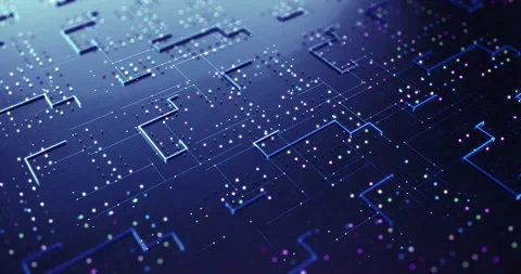 CPU Circuit Technology Background. Data Signals Flowing. AI. Video stock 143944247