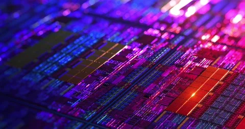 CPU Circuitry Die Shot Technology Background. Stock Footage 149108740