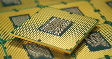 CPU close up emphasizing organized pin structure for efficient computing Stock Footage 335108705