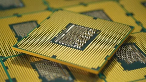 CPU close up emphasizing organized pin structure for efficient computing Stock Footage 339569802