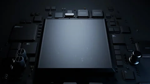 CPU close-up. microelectronics technology concept Stock Footage 228605449