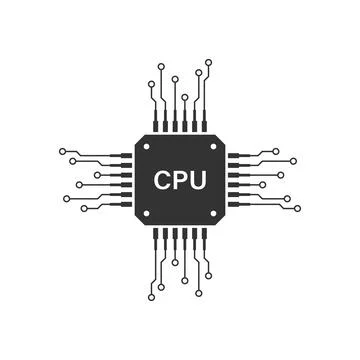 CPU for computer and smartphone icon in flat style. Processor chipset vecto.. 스톡 일러스트