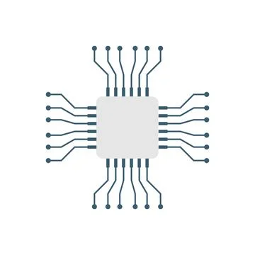 CPU for computer and smartphone icon in flat style. Processor chipset vecto.. Stock Illustration