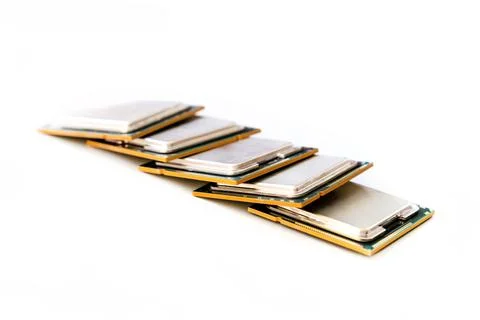 Cpu, computer central processing unit on white isolated background Stock-Fotos