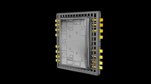 CPU computer chip 3d animation Video stock 130063932