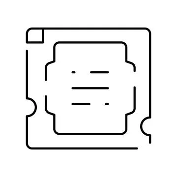 Cpu computer chip processing unit line icon Stock Illustration