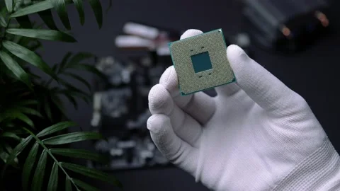 CPU Computer Chip. processor on socket on the motherboard. Technologies, nano Stock Footage 170615799