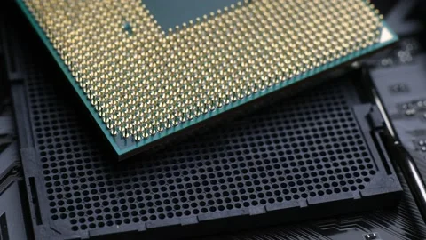CPU Computer Chip. processor on socket on the motherboard. Technologies, nano Stock Footage 170615807