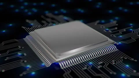 CPU Computer Chipset created from Glowing Blocks Stock Footage 288076082