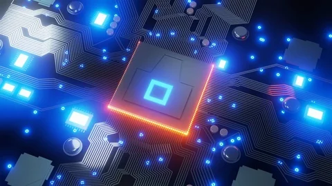 A CPU on a computer chipset or mainboard Stock Footage 126637950