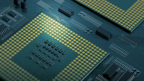 CPU computer circuit 3D Render animation Stock Footage 153662534