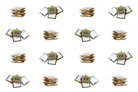 Cpu computer microchip, central processing unit pattern on isolated backgroun Stock Photos