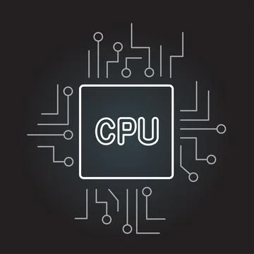 Cpu computer outline chip sign icon symbol Stock-Illustration