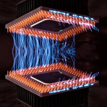 CPU, computer processor with blue lightning effect. 写真素材