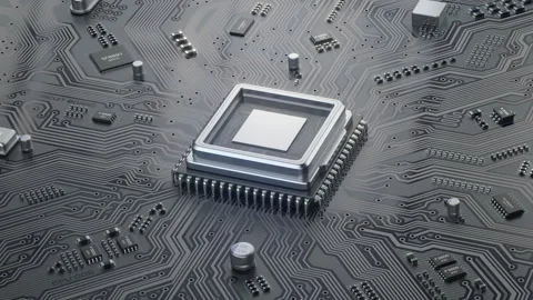 CPU computer processor on circuit board data processing Stock Footage 292444535