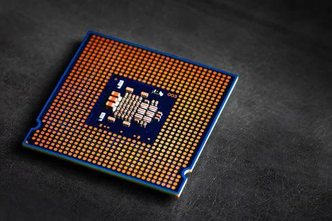 Cpu computer processor macro shot, shallow focus Foto stock
