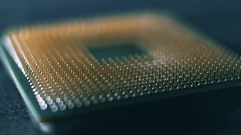 CPU computer processor macro slider shot, shallow focus Stock Footage 132733803