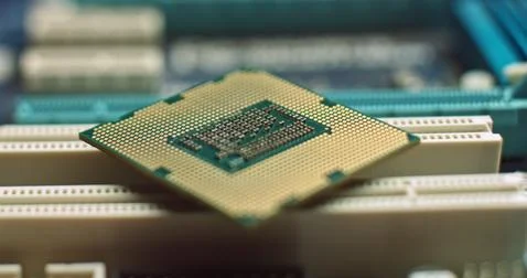 CPU computer processor macro slider shot, shallow focus. the dolly video of the Stock Photos