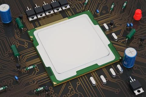 CPU, computer processor unit. 3D rendering 스톡 일러스트