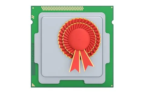 CPU computer processor unit with best choice badge, 3D rendering 스톡 일러스트