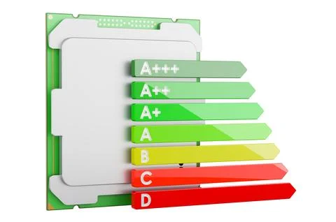 CPU computer processor unit with energy efficiency chart, 3D rendering 스톡 일러스트
