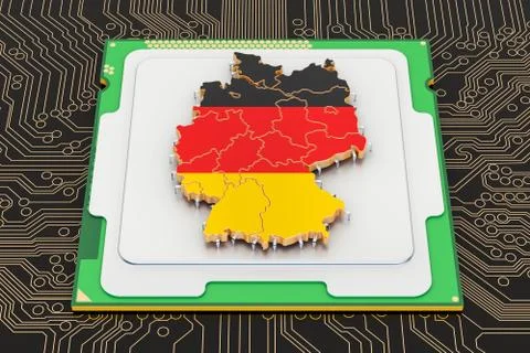 CPU computer processor unit with flag of Germany, 3D rendering Illustrazione stock