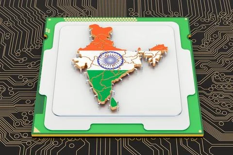CPU computer processor unit with flag of India, 3D rendering CPU computer ... Stock Photos