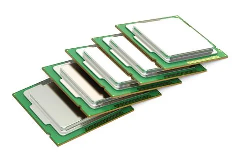 CPU computer processor units, 3D rendering Stock Illustration