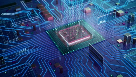 CPU computing visualization.   Digital Lines Move Data. Video stock 148123611