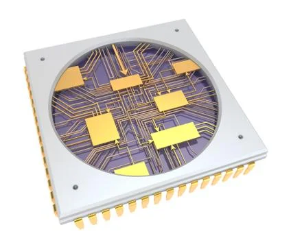 CPU Comuter chip, inside view. isolated Stock Illustration