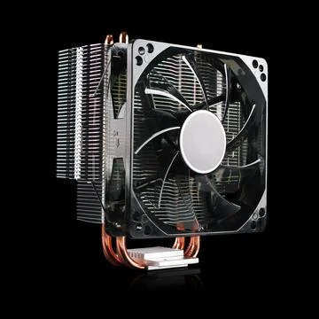 CPU Cooler on black background Stock Photos