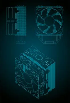 CPU Cooler blueprints 스톡 일러스트
