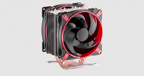 CPU cooler with fan rotation animation seamlessly loopable. 3D rendering is.. Stock Footage 337727678
