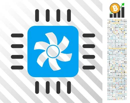 Cpu Cooler Flat Icon with Bonus Stock-Illustration