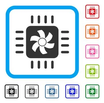 Cpu Cooler Framed Icon Stock Illustration