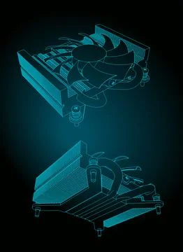 CPU cooler illustration Stock Illustration
