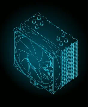 CPU Cooler isometric blueprint Stock Illustration