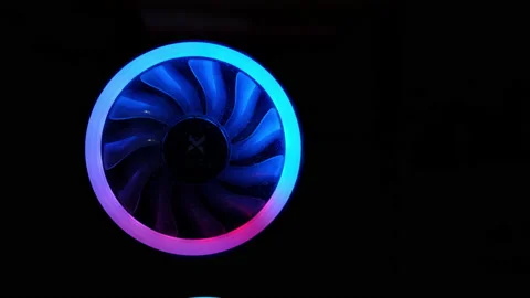 CPU Cooler LED Lights Running in Circles Stock Footage 139048911