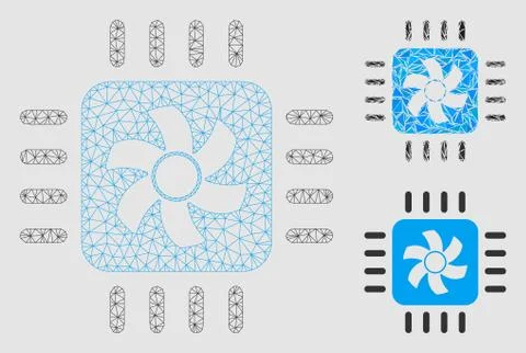 CPU Cooler Vector Mesh 2D Model and Triangle Mosaic Icon Illustrazione stock