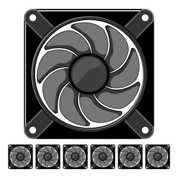 Cpu cooling fan pc cartoon vector graphic Illustrazione stock