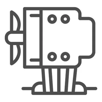 CPU cooling tower line icon. Computer air cooler, fan or ventilator symbol 스톡 일러스트