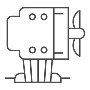 CPU cooling tower thin line icon. Computer air cooler, fan or ventilator symbol イラスト素材