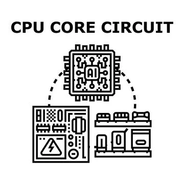 Cpu core circuit developing artificial intelligence technology Stock Illustration