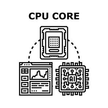 Cpu core processing artificial intelligence data analytics イラスト素材