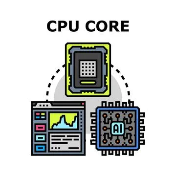 Cpu core processing artificial intelligence data analytics Ilustração Stock