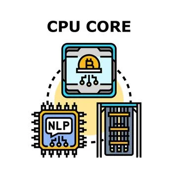Cpu core processing data for digital technologies Ilustração Stock