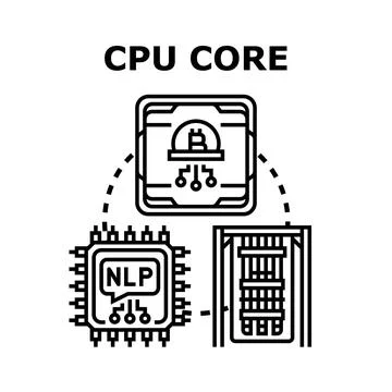 Cpu core processing data for digital technologies Ilustração Stock