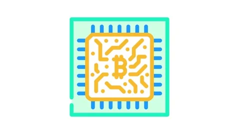 Cpu cryptocurrency mining color icon animation Stock Footage 327261138