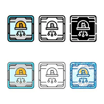 Cpu cryptocurrency mining color range icon vector Stock Illustration